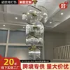 Lámpara de araña de cristal de lujo para sala de estar, estilo villa, con huecos, para escalera, edificio dúplex, de cristal, colgante largo para vestíbulo, de ingeniería