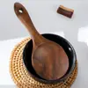 Juego de espátulas de madera mango largo espátula para sartén antiadherente teca remover pala para sartén de cocina ensalada arroz sopa colador utensilios de cocina al por mayor
