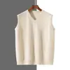 Colete de tricô masculino com gola V transfronteiriço, estilo outono e inverno, colete de tricô de veludo Andy, colete casual sem mangas de cor sólida