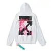 Comércio exterior transfronteiriço fora do suéter ow marca de moda clássico rosa flor de pêssego com capuz pulôver branco casaco de veludo de manga comprida