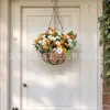 Zonghong Fabricante Venta al por Mayor Cubo Colgante Tejido Cestas para Flores Hotel Hogar Balcón Jardinería Artesanía en Madera Maceta Colgante Tejida Estilo Floreros