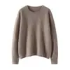 Outono e Inverno Nova Malha de Cashmere de Cor Sólida com Gola Redonda Pulôver de Moda Pesada Feminino Malha de Manga Longa Malha com Camiseta Básica