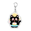 Chaveiro Acrílico Fofo Gato Luo Xiaohei Transfronteiriço, Pingente Pequeno Gato Preto, Decoração de Mochila, Chaveiro Personalizado Atacado
