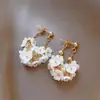 Brincos de Franja Flor Fada Super Agulha de Prata Leve Luxo Retrô Francês Elegante Brincos de Celebridade da Internet para Mulheres