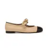 Versión de Piel de Oveja del Mismo Estilo que la Mamá Uva Zapatos Mary Jane Retro Franceses Pequeños Fragantes con Lazo para Mujer Planos de Boca Baja Zapatos con Combinación de Colores