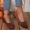 Zapatos de mujer de talla grande para comercio exterior transfronterizo, otoño 2026, nuevos, de tacón grueso, punta redonda, casuales y cómodos, zapatos negros de corte bajo