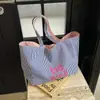 Bolso de Lona con Letras Rayadas Estilo Ins para Mujer Mochila de Doble Cara Bolso de Hombro Estilo Coreano Bolso de Commuter Estilo Perezoso