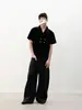 Camiseta de Manga Corta con Cuello de Solapa Botonada y Patchwork Estilo Retro Americano para Hombre, Tendencia Holgada Capa de Aire Líquido Top de Media Manga