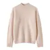 Suéter de Cachemira Grueso de Cuello Alto Medio para Mujer, Suéter de Punto de Cachemira de Cabra, Estilo Otoño e Invierno, Color Sólido, Top Suéter Básico de Corte Holgado
