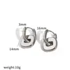 Pendientes de acero inoxidable de doble aro de moda personalizados transfronterizos, pendientes de aro simples y versátiles de oro de 18 quilates con diseño de cuadrado hueco, que conservan el color
