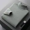 Suéter de Lã Pura Casual de Negócios Novo para Primavera e Outono Masculino Manga Longa Gola Alta Pulôver Tamanho Grande Suéter Masculino Solto de Manga Longa
