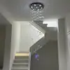 Lámpara de araña de cristal para escalera Jingmeng Lujo simple Dúplex LOFT Villa Sala de estar Flor de cristal para escalera Araña larga
