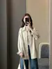 ¡La primavera no es demasiado tarde para el algodón Lyocell! Estilo minimalista de ropa de trabajo, hipoalergénica, transpirable, corte holgado, con cuello, camisa chaqueta casual de manga larga para mujer