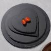 Negro Cuadrado Forma de Corazón Vajilla Posavasos Pequeño Pizarra Natural Rugosa Placa de Pizarra Artesanía Bandeja Pequeña para Regalo
