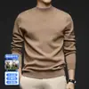 Suéter de Lana 100% Finamente Hilada para Hombre, 450g, Nuevo Estilo Otoño e Invierno 2025, Cuello Alto, Capa Base de Punto Cálido