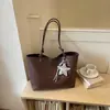 Bolsa de palha simples estilo coreano, nova coleção outono de 2026, bolsa de ombro elegante de cor sólida, estilo vintage, para o dia a dia