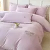 Conjunto de Quatro Peças de Lã de Leite Espessa de Inverno Flanela Dupla Face Bebê Coral Fleece Cobertor Quente Capa de Lençol Roupa de Cama