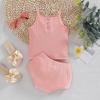 Conjunto de Ropa para Niñas 26 Verano Bebé Color Sólido Top de Tirantes y Shorts Estilo Japonés y Coreano Pijama Infantil Conjunto de Dos Piezas