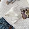 Primavera e verão all-match camisola off-neck almofada de peito feminina de uma peça copo fixo algodão puro cor sólida simples desgaste interno