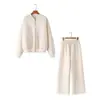 Moda Femenina Europea y Americana Transfronteriza AliExpress INS Estilo Popular Sudadera con Cremallera Estilo Bomber Pantalones de Terciopelo de Cintura Alta