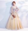 Nuevo Vestido de Novia de Verano 2026 en Color Dorado Claro de Manga Larga para Exámenes de Arte, Banquetes, Actuaciones y Vestidos de Noche para Damas de Honor