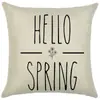 Fundas de Almohada Florales Transfronterizas de Primavera y Verano, Fundas de Cojín Florales a Cuadros de Lino, Cojines Combinados para Muebles de Sala de Estar, Soporte para Personalización