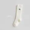 Meias Infantis, Versão Espessa para Outono e Inverno, Meias até a Panturrilha Bordadas com Laço Estilo Coreano para Meninas, Meias de Algodão Lolita de Cano Longo com Agulha Dupla