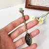 Cuchara de Piedra Cruda de Cristal Natural Cuchara Incrustada Cuchara Retro Tallada Juego de Té para Remover Artesanías de Cristal Fábrica Venta al por Mayor