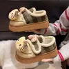 Zapatos de algodón cálidos para mujer con temática de gato de dibujos animados, nueva colección otoño/invierno 2026, con una suela cómoda y acolchada y un diseño de punta redonda, con cierres de velcro