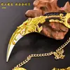 Juego Periférico Juguete de Metal Dragón Dorado de Cinco Garras Dientes Venenosos Luna Oscura Doble Punta Garra de Aleación Modelo Arma Giratorio