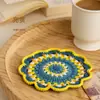 Atacado Transfronteiriço Amazon Artesanal Tecido à Mão com Lã Porta-Copos, Decoração Simples para Mesa, Almofadas Redondas de Isolamento Térmico, Presentes Criativos