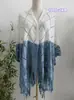 Capa de Punto Tie-Dye Étnica para Vacaciones, Capa Fina con Borlas para Mujer, Cárdigan, Chal Calado Estilo Primavera y Otoño, Blusa, Ropa Exterior