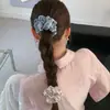 Goma para el pelo fruncida con textura de satén perlado brillante para mujer, estilo coreano, tacto de alta gama, adecuada para coletas y como accesorio para el cabello
