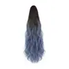 Peruca rabo de cavalo feminino cabelo cacheado degradê cabelo longo realista fofo prendedor trança fábrica atacado azul enevoado caixa inteira