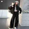 Ropa Deportiva Estilo Coreano para Niñas 2026 Otoño Nuevas Llegadas Tallas Mediana y Grande Chaqueta con Cuello Alto Pantalones de Pierna Ancha con Cordón Cremallera Conjunto