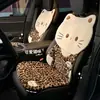 Almofada de Assento de Carro Desenho Animado Fofo de Inverno Recheada Anti-Congelamento Capa de Assento de Carro Estampa de Leopardo Gato