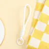 Llavero de Peluche de Cuerda Tejida a Mano de Color Sólido Lanyard Corto Portátil para Teléfono Colgante Decorativo para Bolso