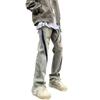 Pantalones vaqueros rasgados de barro amarillo estilo americano para hombre, otoño e invierno, estilo hip hop, rectos, con volantes, elegantes, de marca de moda de gran tamaño con ambiente de calle principal