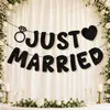 Amazon justmarried letra brilhante casamento colorido banner de guirlanda de aniversário adereços de atmosfera