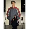 Sudadera cárdigan de cuello alto con tres rayas estilo americano para hombre y mujer, chaqueta de pareja de moda para primavera y otoño, chaqueta deportiva unisex