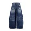 Jia Yi Ku Marca de Moda 2026 Nuevos Pantalones Curvos Estilo Americano Jeans Sueltos Retro con Diseño de Estrella, Pantalones de Pierna Ancha Únicos y Geniales