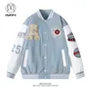 Jaqueta de Baseball Americana Masculina Jaqueta Piloto Retro Primavera e Outono Bordado Estudante Roupas da Moda Roupa de Casal Estilo Universitário