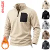 Moletom masculino novo de inverno estilo europeu e americano transfronteiriço, quente para atividades ao ar livre, peso pesado, forrado com fleece, design com zíper catiônico