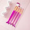 Set de Brochas de Maquillaje para Ojos de Sirena con Degradado de 4 Piezas Portátil con Punta Dividida en Forma de Cola de Pez Set de Brochas para Difuminar Maquillaje para Sombras de Ojos