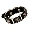 Pulseira de couro com rebites punk europeia e americana, retrô, não convencional, atmosférica, liga metálica, masculina, pulseira de couro de vaca, pulseira de couro