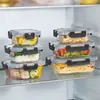 Caja de Almuerzo de Vidrio Resistente al Calor Calentable en Microondas para Oficinista Tazón para Mantener Fresco Juego de Tazones Sellados Separador de Hebilla Caja para Mantener Fresco