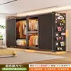 Guarda-roupa com prateleiras e portas de correr para uso doméstico em quartos e apartamentos alugados, novo modelo de metal fácil de montar, armário de aço para armazenamento