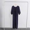 2025 Nuevo Vestido de Algodón y Seda de Manga Corta para Mujer Camisón de Verano Delgado para Casa Falda Larga Suelta de Algodón Artificial