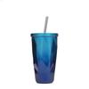 Nova moda degradê caneca de café em aço inoxidável copo térmico copo criativo aço inoxidável copo carro diamante com palha