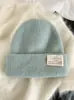 O Chapéu de Lã é Ótimo! Chapéu de Lã Tricotado Estilo Coreano Outono e Inverno Versátil Quente Cor Lisa Circunferência da Cabeça Grande Chapéu para Frio para Homens e Mulheres